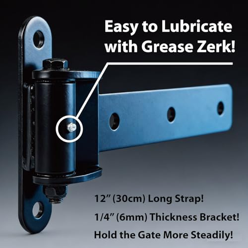 Heavy Duty Bolt on Weld on Cranked Roller Bearing 13" Strap Hinges for Large Heavy Wooden Metal Fence Gate Garage Door Up to 1100 Pounds, Big Size 180° Rotation Lubricate Hinge (2 Packs)