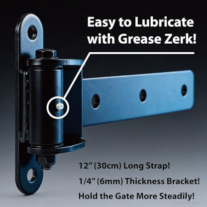Heavy Duty Bolt on Weld on Cranked Roller Bearing 13" Strap Hinges for Large Heavy Wooden Metal Fence Gate Garage Door Up to 1100 Pounds, Big Size 180° Rotation Lubricate Hinge (2 Packs)