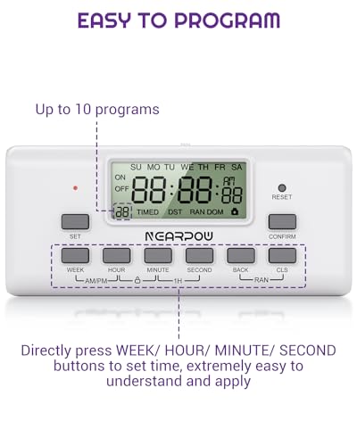 NEARPOW 2-Pack Digital Timer Outlets, Dual 3-Prong, 7-Day Programmable