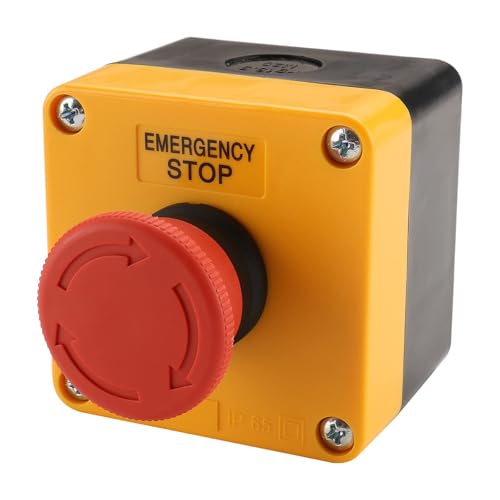BAOMAIN Red Sign E-Stop Button, 1NO1NC 660V 10A Waterproof Switch Station - style: 1NC1NO-Emergency Stop