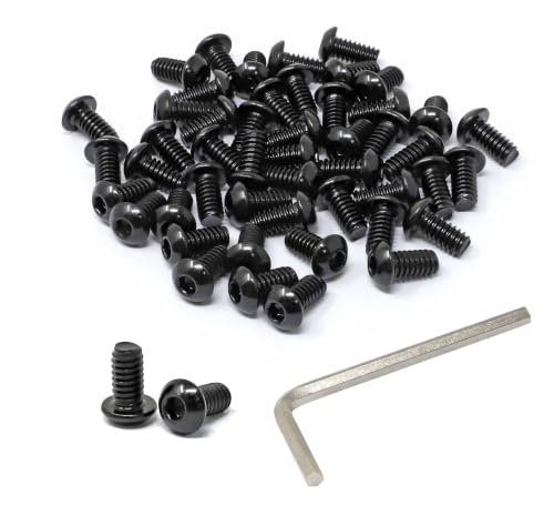 iexcell 50 Pcs 1/4-20 x 1/2" Stainless Steel 304 Hex Socket Button Head Cap Screws Bolts, Black Oxide Finish, with Hex Key Spanner - size: 1/4-20 x 1/2"