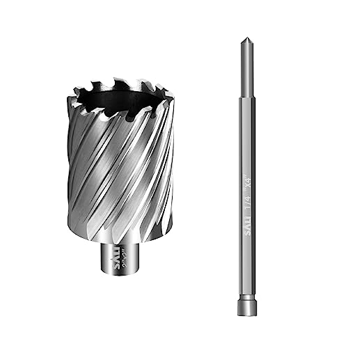SALI Annular Cutter Diameter 2 Inch with Weldon Shank 3/4" (with 2 Flats) Cutting Depth 2" Mag Drill Bit for Magnetic Drill Press HSS Fully Ground Drill with One 1/4"*4" Pilot Pin - size: 2"*2"