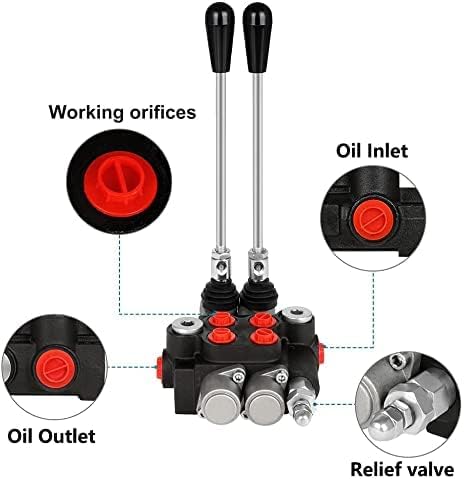 Hydraulic Flow Control Valve, 2 Spool 11 GPM G Ports Hydraulic Directional Control Valves Adjustable Relief Double Acting Parallel Center Tractor Loader W/Small Tractors/Tanks Loaders Log Splitters - size: 2 Spool 11 GPM