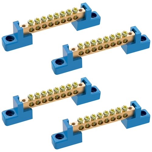 Neutral Bar, 4 Pack 8-Position Brass Terminal Block - size: 8 Position, style: Neutral Bus Bar
