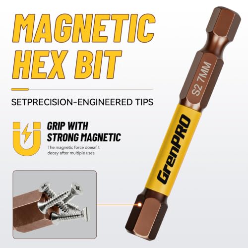 GRENPRO 2.5" Allen Wrench Drill Bit Set, 21-Piece Metric & SAE Hex Bits Set - color: Yellow