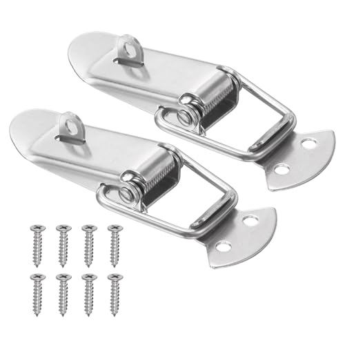 PATIKIL 2 Pcs Stainless Steel Spring Loaded Toggle Latch, 3" Tool Box Catch Hasp Clamp Lock with Mounting Hole and Screws for Cabinet Door Barn Wooden Case Chest - size: 3 Inch