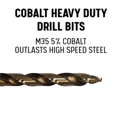 Drill America Stepped Point Cobalt Drill Bit 25 Piece Set in Plastic Case (1.00mm - 13.0mm x .50mm) - size: 25 Piece Set