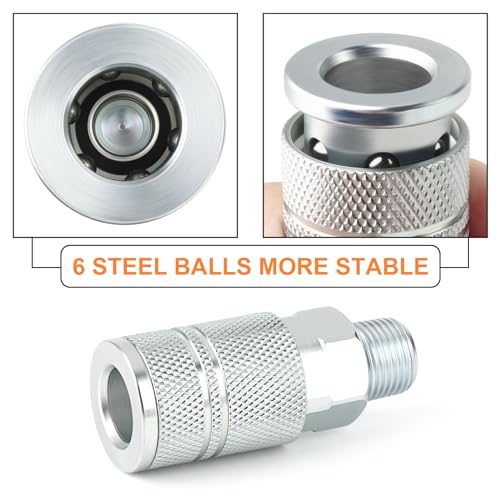 GASHER 2PCS 3/8-Inch Male Quick Connect Air Coupler, 3/8 Basic Flow Industrial Coupler，For Air Compressor Quick Connect Air Hose Fittings Set - size: 3/8" MNPT - 3/8 Flow