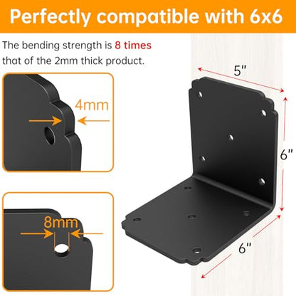 6x6x5 L Brackets Heavy Duty for Pergola, (8PCS) - size: 6x5 inch ( 8 Pack )