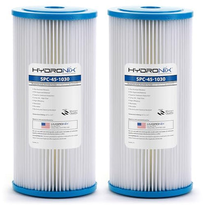 Hydronix SPC-45-1030 FXHSC R30-BB & RS6 Compatible Sediment Pleated Water Filter, Reusable 4.5 x 10 - 30 micron (2 Pack)