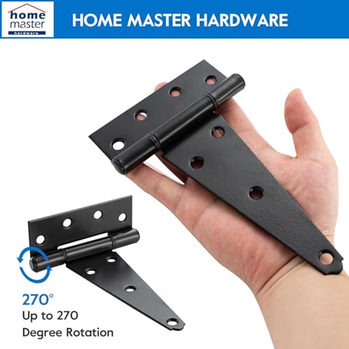 HOME MASTER HARDWARE 8" Heavy Duty Gate Hinges, 4 Pack T Strap Hinges - size: 8 in-4 Pack