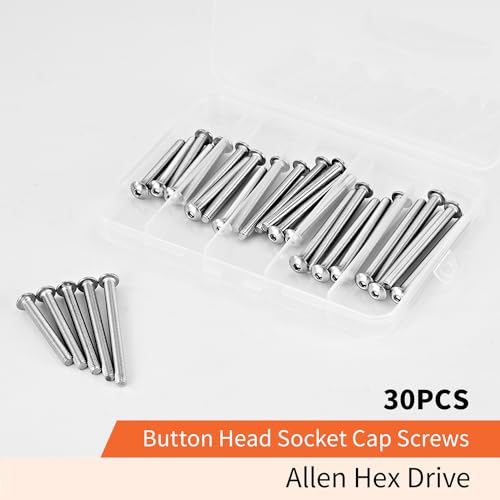 M5 x 40mm 45mm 50mm 55mm 60mm Button Head Socket Cap Screws Bolts 304 Stainless Steel Metric Machine Allen Hex Drive, Fully Threaded, Assortment Kit 30PCS - size: M5 x 40/45/50/55/60mm (30PCS)