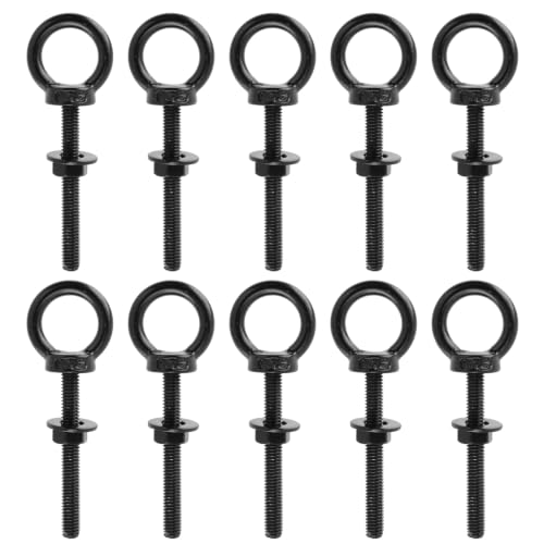 Antrader Stainless Steel Eye Bolts with Nut & Washer,M6 x 2" Threaded,10pcs - size: M6 x 50mm