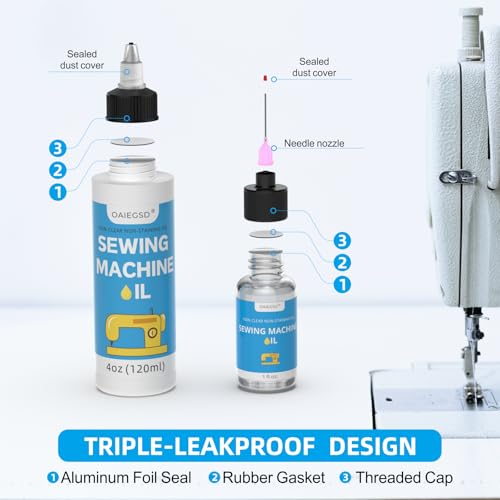 4oz&1oz Sewing Machine Oil and Cleaning Kit with Applicator & Brush - size: 4oz+1oz