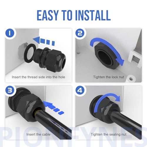 25PCS Cable Gland 3-25mm Waterproof Adjustable 1/4'', 3/8'', 1/2'', 3/4'', 1'' NPT Cable Gland Joints with Gaskets - size: NPT KIT 25pcs