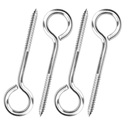 Aovchei Eye Screws, 4 Pcs 6 inches 304 Heavy Duty Screw Hooks - color: 304, size: 6 Inch 4pcs
