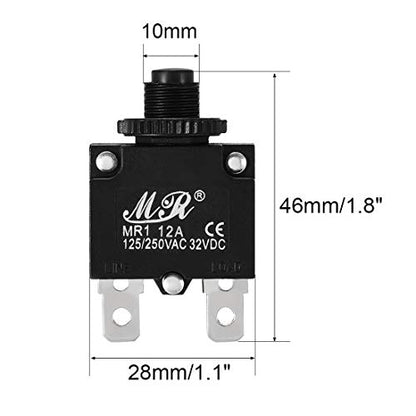 uxcell 2Pcs Thermal Overload Protector AC 125/250V 12A Push Button Reset Circuit Breaker