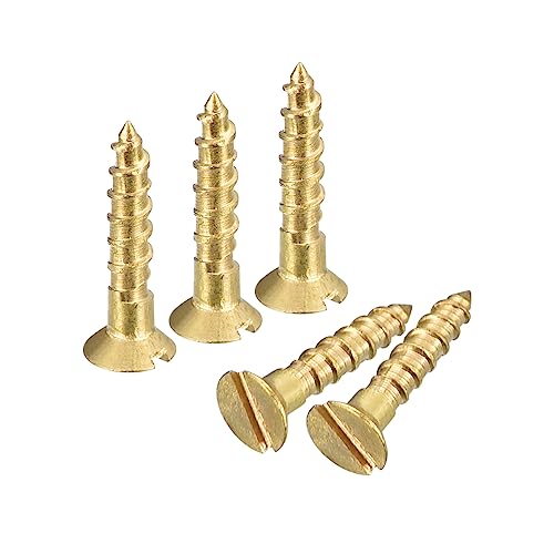 uxcell Brass Wood Screws, 30Pcs M1.6 x 8mm Slotted Drive Flat Head Self Tapping Screw Countersunk for Woodworking Furniture - size: M1.6 x 8mm