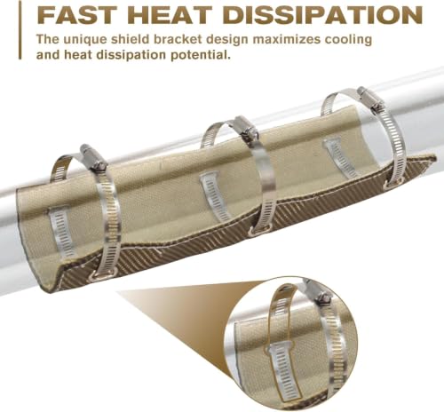 Titanium Pipe Shield 8"x4", Exhaust Heat Shield, 2 Layer Motorcycle Exhaust Heat Shield, Muffler Heat Shield Exhaust Wrap Pipe Heat Insulation,Heat Protection up to 2500°F - size: 8" x 4"