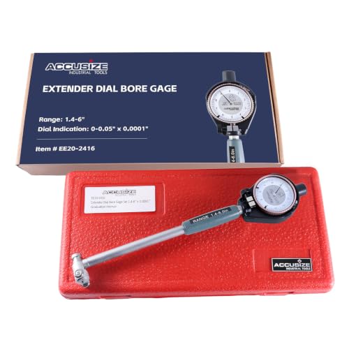 Accusize Dial Bore Gauge Set, 1.4-6 in Range, 0.0001 in Grad. - size: Dial Indication: 0-0.05" x .0001"