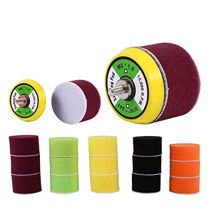 16Pcs Car Foam Drill Polishing Pad, 2inch Detail Polishing Buffing Pad Mix Size Car Detailing Kit Air Sander Car Polisher Thread-M6X1 for Buffer Polisher Polishing, Buffing