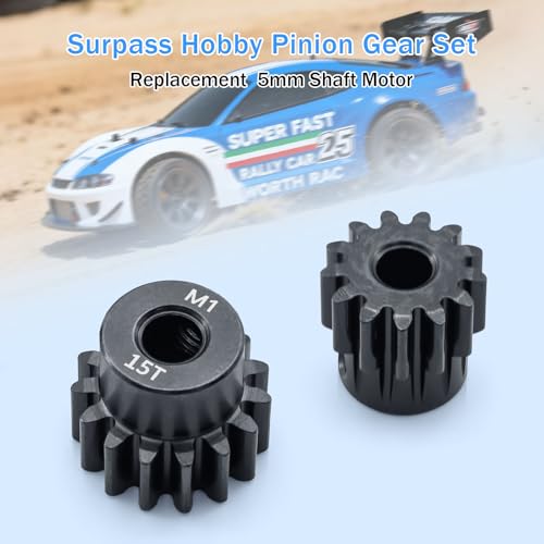 Metal Steel M1 Pinion Gear Sets 11T 12T 13T 14T 15T for 5mm Shaft Motor Gears with Hex Key for 1/8 RC Car Brushless Brush Motor Parts - size: 11T 12T 13T 14T 15T