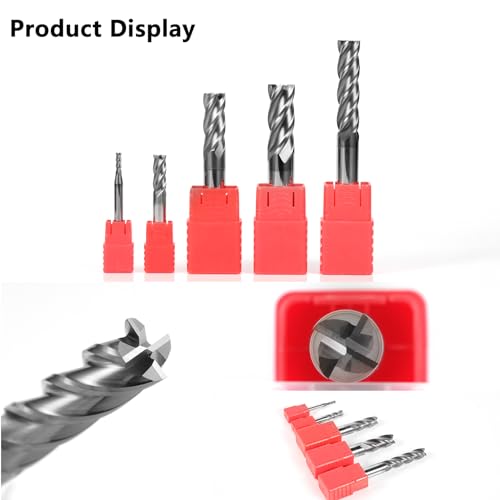 5pcs 3/16" Carbide Square End Mill Bits Set for Alloy Stees/Hardened Steels,Hrc55 Micro Grain Carbide Milling Cutter 4Flute CNC Router Bits with AlTiN Coating - size: 3/16 in