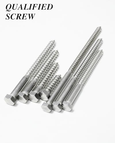 (1Box) 1/4" x 3" Hex Head Lag Screws Bolts with Flat Washers, 20Sets 304 Stainless Steel 18-8 Heavy Duty 1/4 Lag Bolts for Wood with Hex Socket - size: 1/4" x 3", style: 1-Box