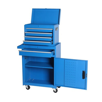 5-Drawer Rolling Tool Chest with Detachable Top Toolbox - color: Blue, style: 5 drawer-detachable
