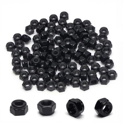 100Pcs M5 x 0.8mm Carbon Steel Hex Lock Nuts, Nylon Insert Self-Locking Nut - size: M5x0.8