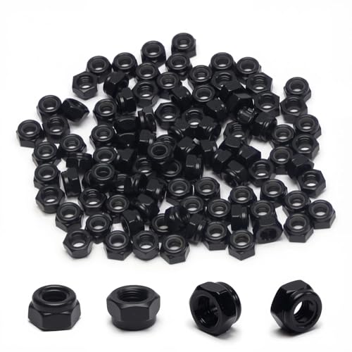 100Pcs M5 x 0.8mm Carbon Steel Hex Lock Nuts, Nylon Insert Self-Locking Nut - size: M5x0.8