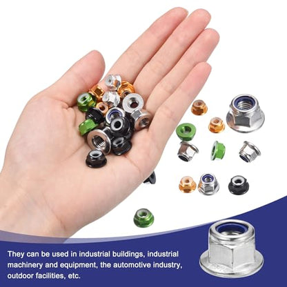 uxcell M12x1.75mm Flange Nylon Insert Lock Nuts 10Pcs 304 Stainless Steel - size: M12-1.75