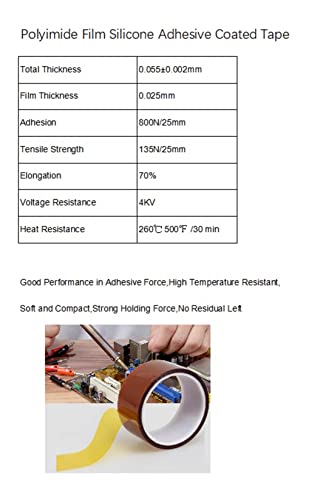 2 Rolls 3/8 Inch 10mm X 33m 108ft 3D Polyimide Heat,Heat Resistant ,Heat Transfer ,Thermal ,Sublimation Tape,Heat Vinyl Press Tape,No Residue,High Temperature Tape,Electronics,Soldering,Circuit Board - size: 3/8 Inch 10mm 2 rolls