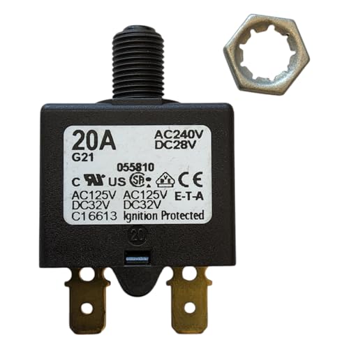 Circuit Breakers Single pole thermal reset circuit breaker in a miniature design intended for threadneck or snap-in mounting, dimensions: 32.0 x 27.0 x 13.6 mm. (1 piece)