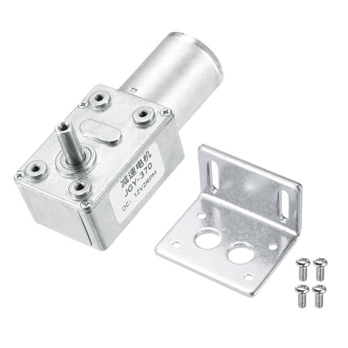 MECCANIXITY DC 12V 2 RPM Reversible Worm Geared Motor Reducer Motor 6mm D Shape Shaft High Torque Gear Box with Fixing Bracket Reduction Electric Motor for Sweepers, Printers, Ovens - style: 2 RPM,12V