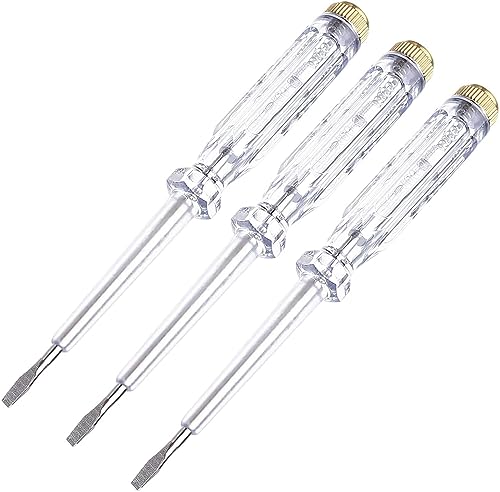 3Pcs Voltage Tester Screwdriver, AC/DC 100-500V Circuit Tester Pen - color: Transparent, size: 3Pcs