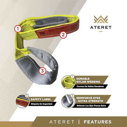 ATERET Twisted Eye Polyester Lift Sling I 1" x 10 feet I Heavy Duty Lifting Web Sling I (1" x 10') - size: 1" x 10'