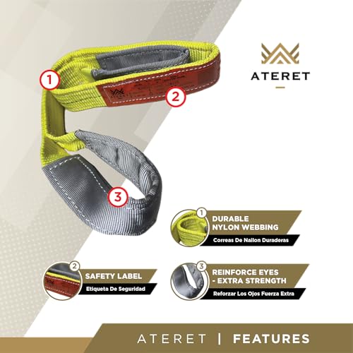 ATERET Twisted Eye Polyester Lift Sling I 2" x 10 feet I Heavy Duty Lifting Web Sling I (2" x 10') - size: 2" x 10'