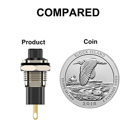 Push Button Switch, Self-Locking Mini Switches Latching 10mm Round DC24V 0.5A Black Cap 5PCS - style: black+red