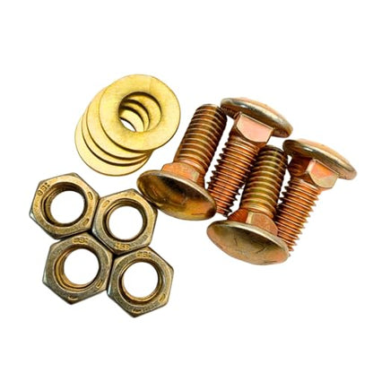 3/8"-16 x 1 Grade 8 Carriage Bolts (4-Pack) – Heavy-Duty Coarse Bolts Includes Flat Washers & Nuts – Round Head Square Neck SAE 1.0" for Machinery & Construction - size: 3/8" x 1" Standard Nut