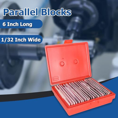 WFLNHB Parallel Blocks 20 Pairs 1/32 Inch Steel Parallel Block Set 0.0001 Inch Hardened Accuracy Machinist Tools in Case