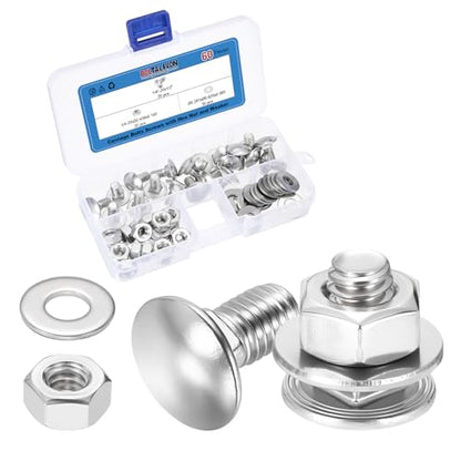 20Set 1/4"-20x1/2 Carriage Bolt 304SS, Silver - color: Silver, size: 1/4"-20x1/2