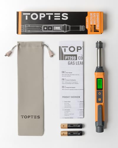 Natural Gas Detector, TopTes PT299 Gas Leak Detector with Extendable Rod, Portable Propane Sniffer for Detecting Combustible Leaks Like Methane & Butane for Home, RV (Includes Battery x2) - Orange