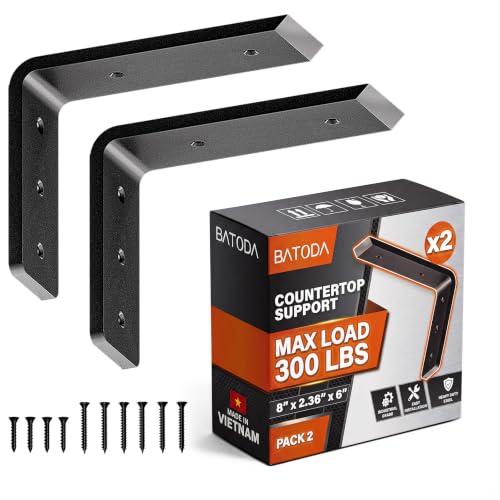 BATODA 8” Countertop Support Steel Brackets (2 PCS), Heavy Duty L Bracket - size: 8 Inch