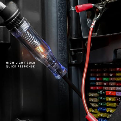 Automotive Test Light,Premium LED Bulb Automotive Circuit Tester, 6-24V Test Light with PU Extended Spring Wire, Sharp Hard Steel Probe Vehicle Circuits Low DC Voltage Light Tester - size: 6-24V