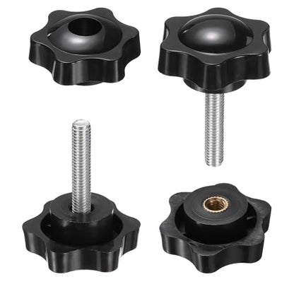 HARFINGTON Star Knobs M6 x 35mm Male + M6 Female Thread 38mm Head 2 Set - size: M6 x 35mm + M6 x 38mm