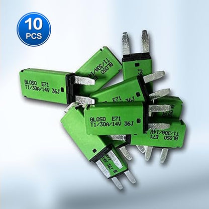 DC 10 PCS 30 Amp Auto-Reset ATM Mini Circuit Breaker （10A-30A） Blade Fuses Assortment Kit for Boat Marine RV Yacht Battery Trailer Bus Truck - style: 30A