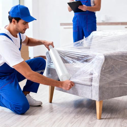 15 Inch Stretch Wrap Roll, Heavy Duty 15" x 1200ft Shrink Wrap Roll, Clear 60 Gauge Industrial Strength Stretch Film with Handle, Plastic Wrap for Pallet, Shipping, Moving, Furniture(2 Rolls) - size: 15in-Clear-2Pack