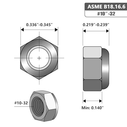 10-32 Black Nylon Insert Lock Nuts, Stainless Steel 304 (18-8) Black Coating Lock Nuts with Nylon Insert, 100pcs - color: Black, size: #10-32