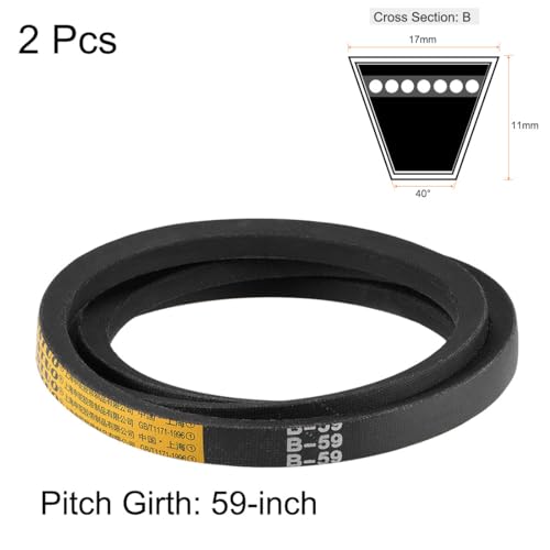 uxcell B59 V-Belts 59" Pitch Length, B-Section Rubber Drive Belt 2pcs - size: 59"